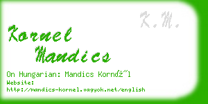 kornel mandics business card